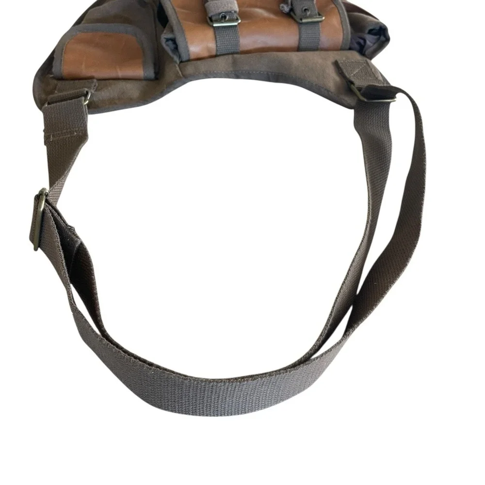 Fox Outdoor Retro Messenger Bag Brown Canvas Leather Trim Shoulder Bag Cargo